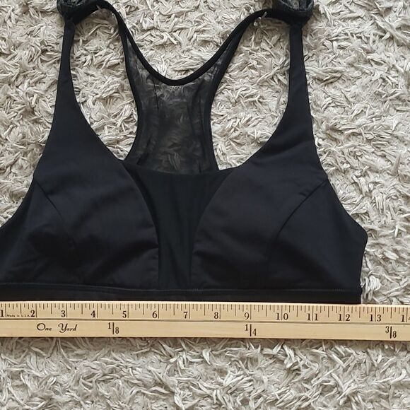 Lululemon Top Glide Stride Tank Sports Built-in Bra Racerback Black Gray Mesh 6 - Picture 10 of 10